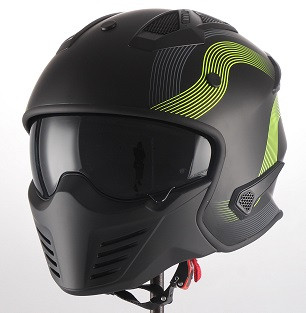 Helm Vito Jet Bruzano. Verkrijgbaar in zwart, camouflage, titanium, carbon, zwart-fluor en zwart-rood.