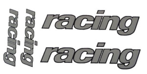 4-delige Racing stickerset. 11cm x 25cm