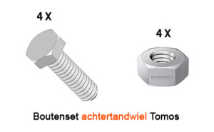 Bouten bevestigingsset Tomos achtertandwiel.