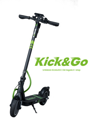 UrbMob Kick&GO Plus is een 100% legale elektrische step. Top snelheid 25km/u.