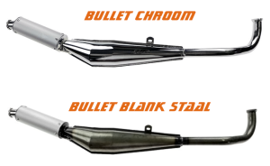 Bullet 28mm uitlaat. Chroom of blank staal Tomos A3 - A35