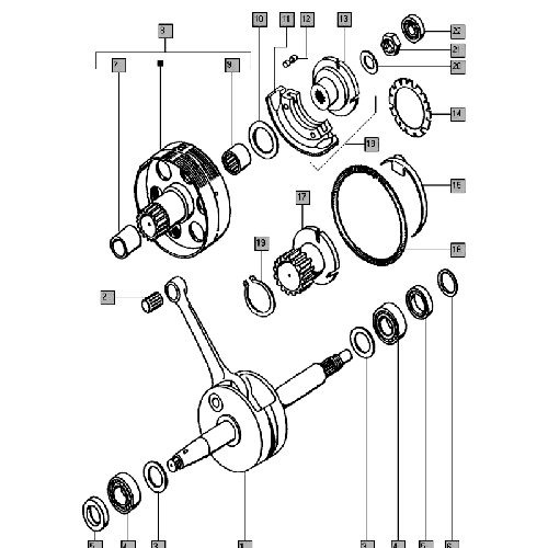 Opvul ring 0.3mm achter koppeling segmenten Tomos