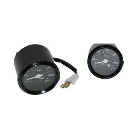 Tellerklok 120km/h 60mm zwarte wijzerplaat.