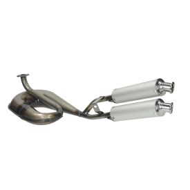 Uitlaat Tecno circuit dubbele demper. 26mm. Blank Tomos A3 A35